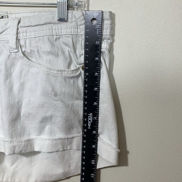 Mudd Juniors White Jeans Shorts Size 9 Rolled Hem Stretch Cotton Summer Casual - Picture 5 of 6